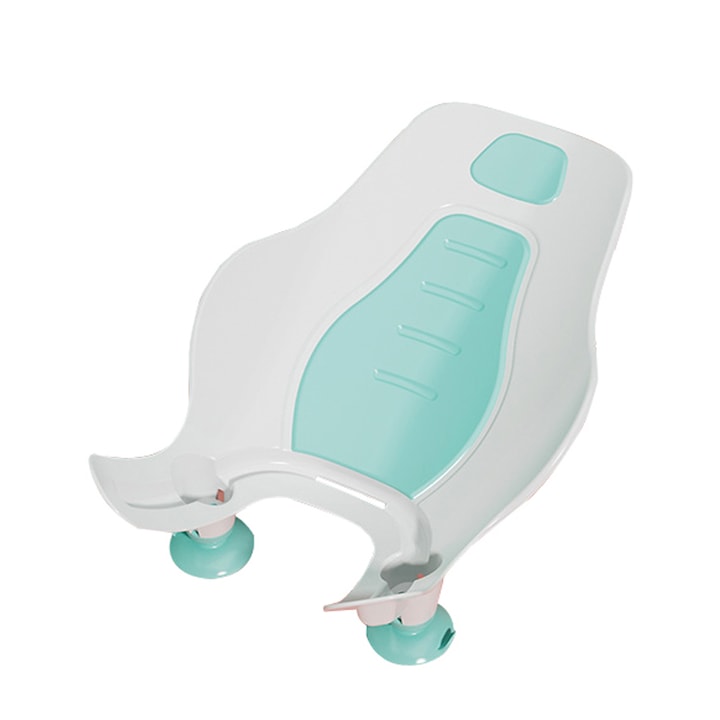 Scaun portabil de baie confortabil pentru nou-nascuti si bebelusi cu suport montabil pe chiuveta, lavoar sau cada, ventuze antiderapante, verde, bebeLOGIC™