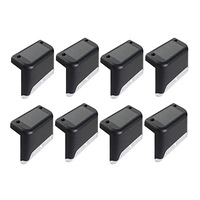 Set 8 lumini solare pentru gard, Zggzerg, ABS, Panou Solar Incorporat, Lumini de trepte utilizate in exterior pentru terasa, scari, gradina, IP45 Wateproof, 300 mAh, 7.7x3.7x2.8 cm, Negru