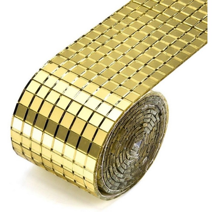 Banda Adeziva din Oglinda pentru Home Design si Decor Obiecte DAVIDAMI CONCEPT® Auriu, Dimensiune 100 cm x 4 cm