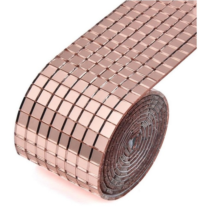 Banda Adeziva din Oglinda pentru Home Design si Decor Obiecte DAVIDAMI CONCEPT® Roz Pal, Dimensiune 100 cm x 4 cm