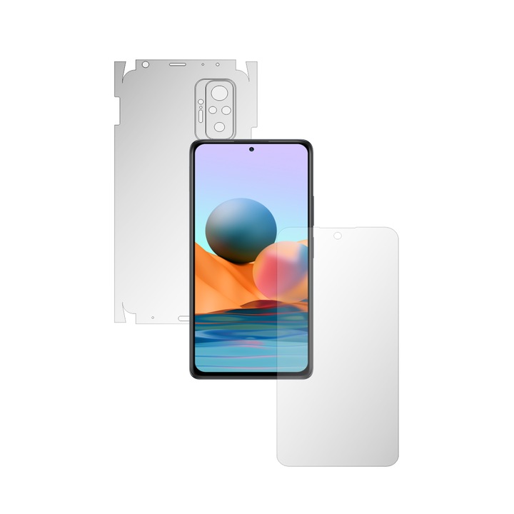 Комплект от 2X Folie24 протектори за цял корпус, за Xiaomi Redmi Note 10 Pro Max, 360 покритие, екран + гръб и страни, 1 комплект Ultra-Clear + 1 комплект матови, залепващи, гъвкави със саморегенерация