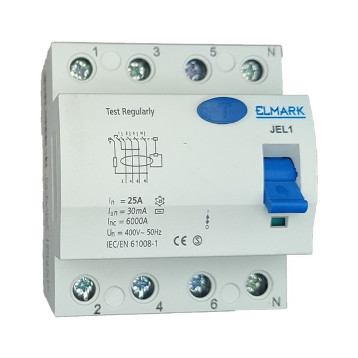 intrerupator automat diferential, Elmark, RCD, tip AC 4P, 25A, 30mA 40421