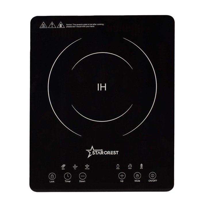 Plita inductie STARCREST SIH-T2000, 2000 W, Touch control, 6 Functii Gatit, Ultra Slim Design