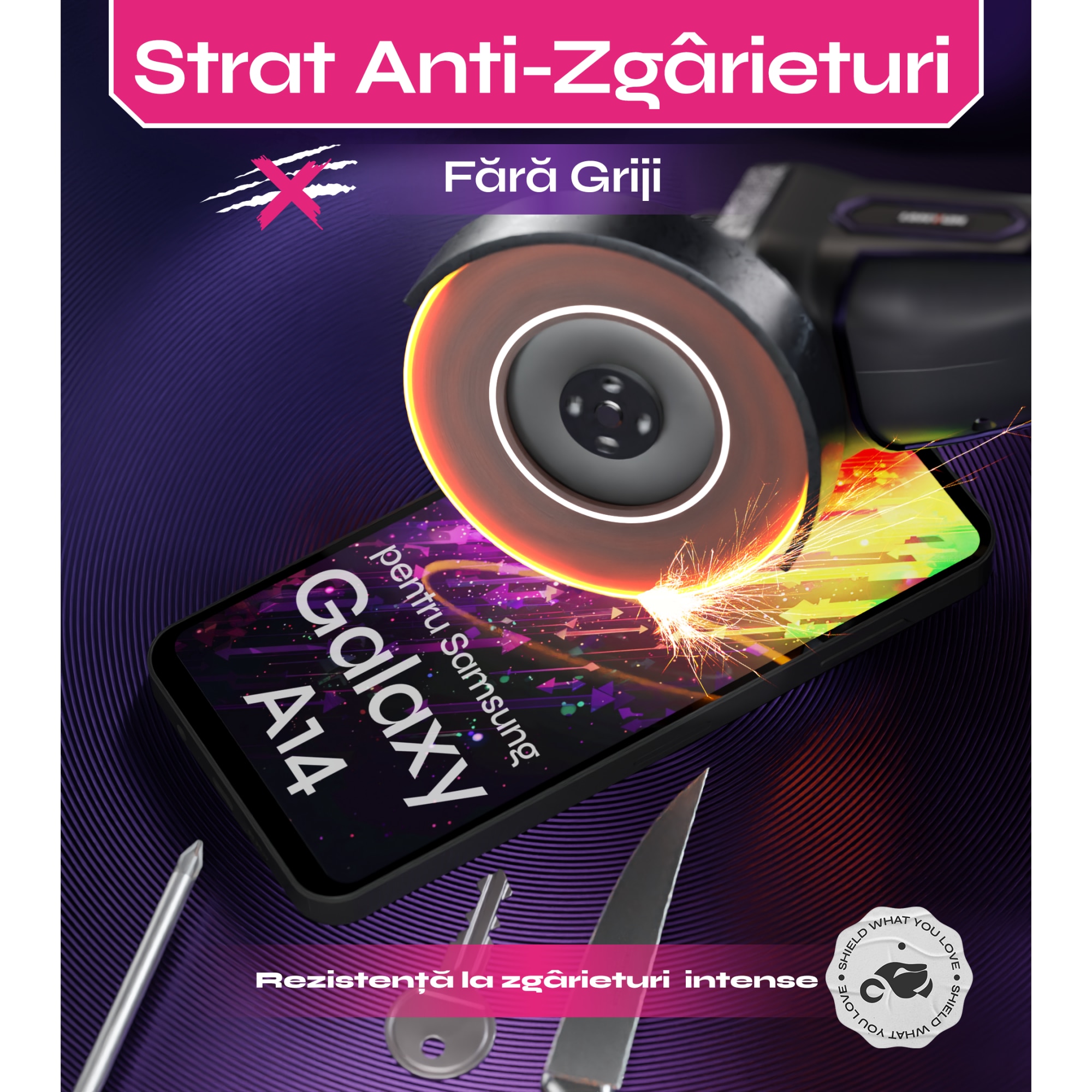 Set 2 Folii sticla compatibil cu Samsung Galaxy A14, DefenSlim, instalare usoara si rapida cu dispozitiv de potrivire automata in 30 sec cu Easy Install Kit patentat, protectie telefon
