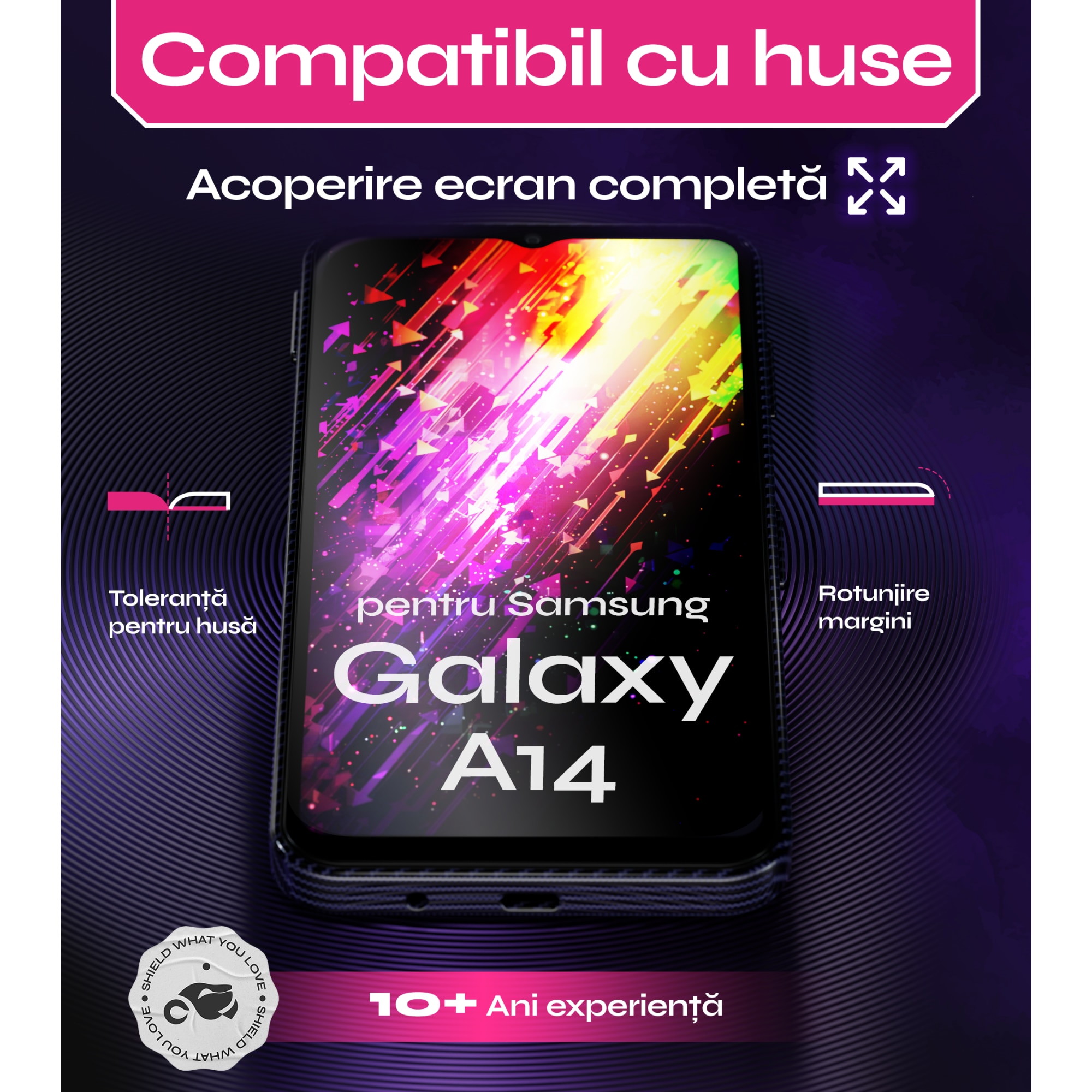 Set 2 Folii sticla compatibil cu Samsung Galaxy A14, DefenSlim, instalare usoara si rapida cu dispozitiv de potrivire automata in 30 sec cu Easy Install Kit patentat, protectie telefon