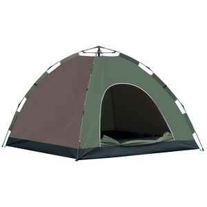 Cort camping pop-up, Outsunny, Poliester, 210x210x135 cm, Verde/Maro