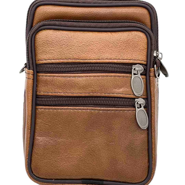 Borseta Curea Barbati din Piele Naturala de Bovina, Maro, 18 x 13 x 3.5 cm