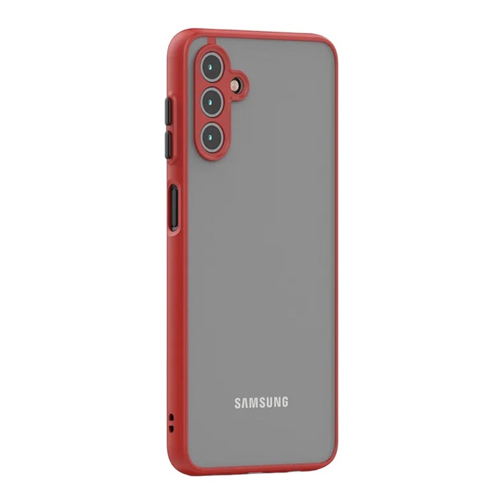 Prémium tok kameravédelemmel és matt felülettel, kompatibilis a Samsung Galaxy A54 5G / Red