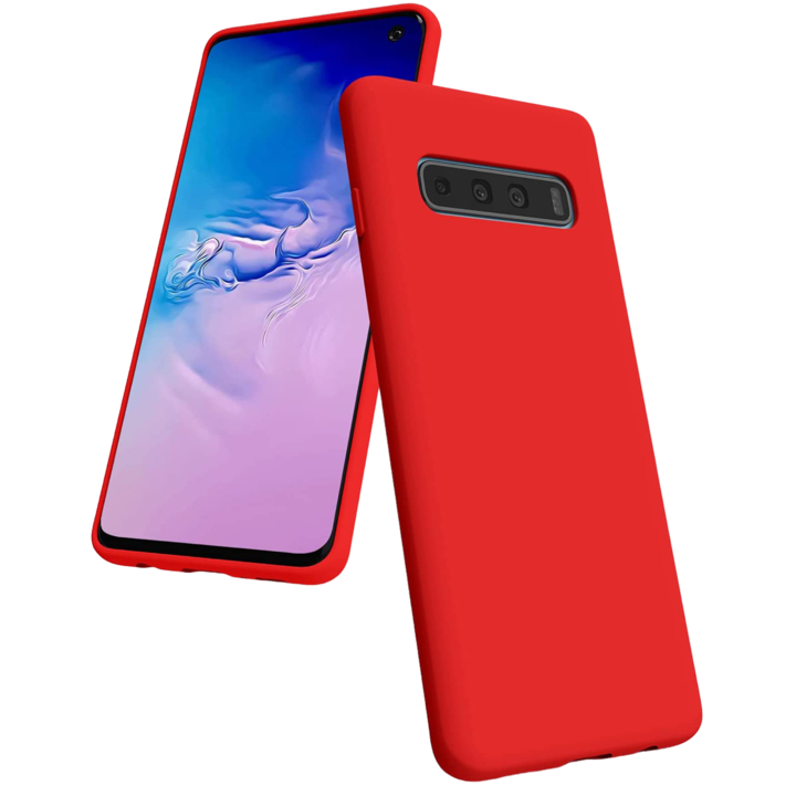 Daden Soft Szilikon tok, Samsung S10 kompatibilis, mikroszálas belső, fokozott védelem, piros