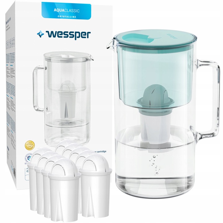 Set cana filtrata apa cu 10 rezerve, Wessper, Transparent, 2500ml