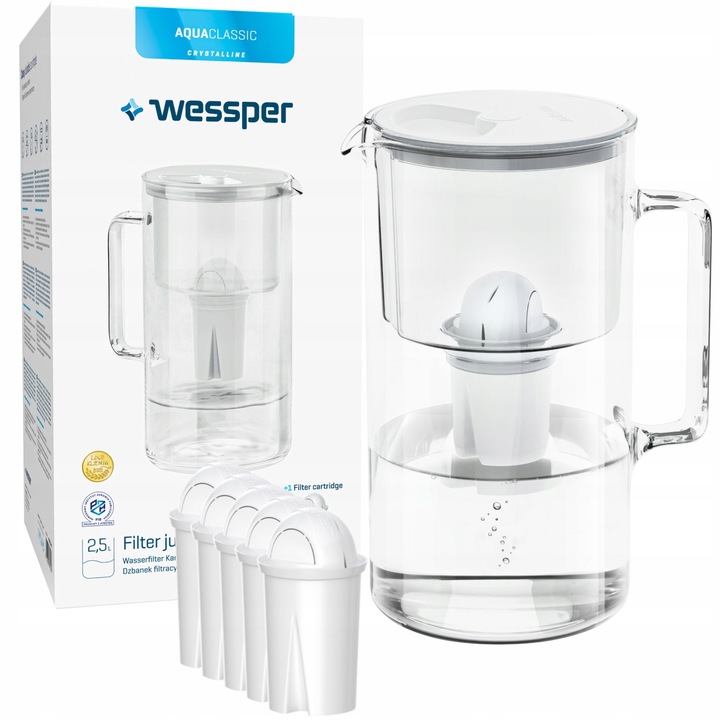 Set cana filtrare cu 6 rezerve, Wessper, Transparent, 2.5L