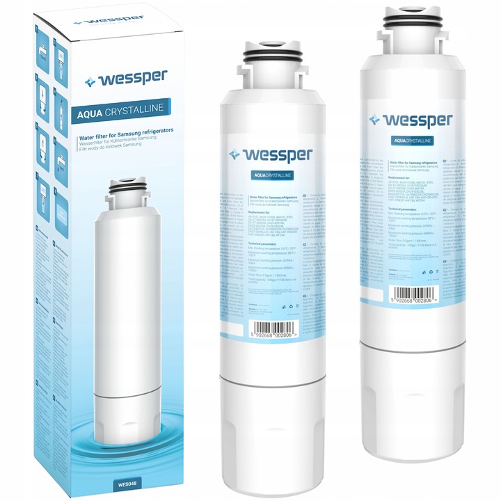 Set 2 filtre apa compatibil cu Samsung, Wessper, Alb