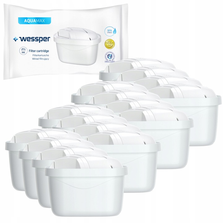 16 db vízszűrő készlet kompatibilis Brita, Dafi, Aquaphor, Wessper, Fehér, 200L