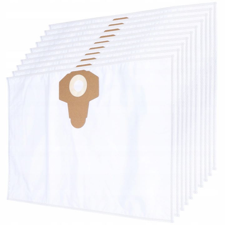 Set 10 saci aspirator Invest, Compatibil cu Graphite/MacAllister/Parkside, Microfibra, Alb