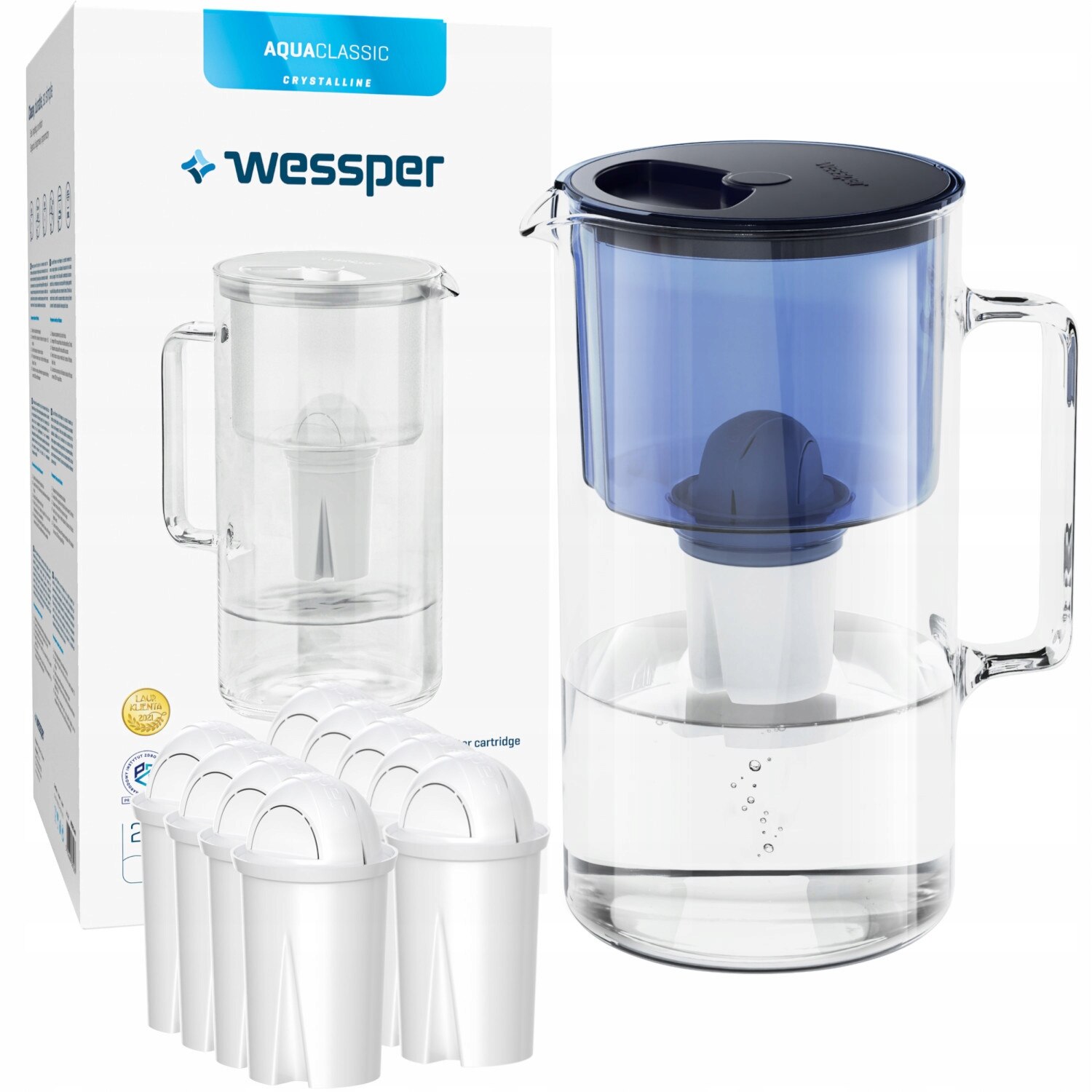Carafe filtrante à eau avec 1 filtre inclus - Wessper AquaMax