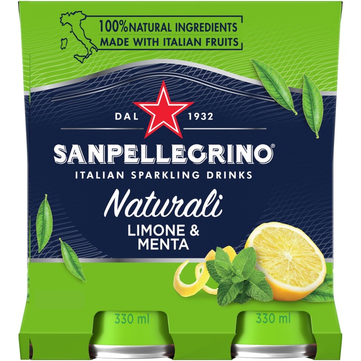 Bautura Carbogazoasa San Pellegrino Lemon & Mint, 4 x 0.33l