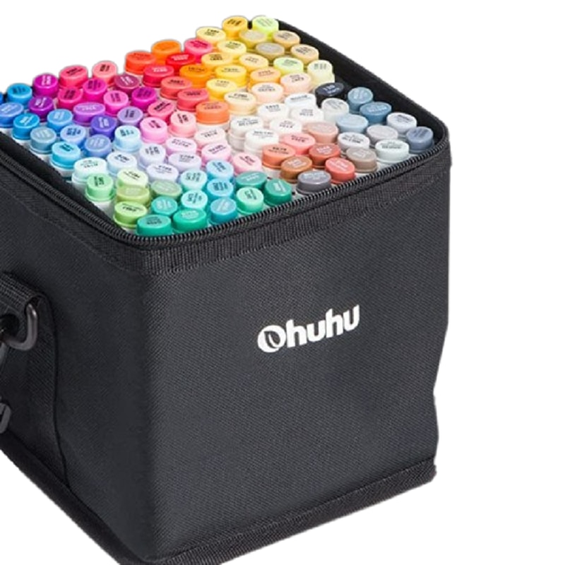 Set 100 Markere Ohuhu Oahu, Baza Alcool, Varf Dublu Fine Chisel