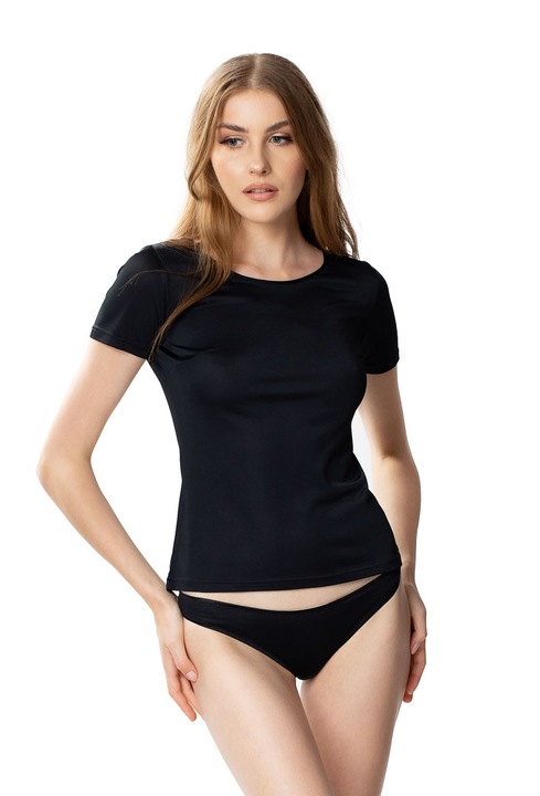 Tricou clasic negru de dama Lara : - negru, Negru