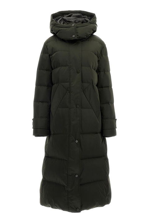 GUESS, Geaca lunga cu vatelina si gluga, Verde padure