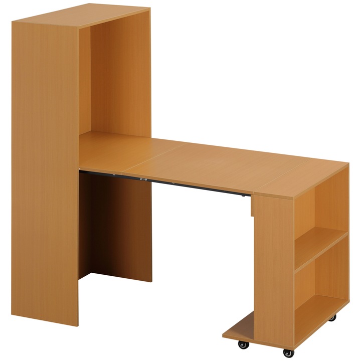 Трапезна маса за до 3 човека, Homcom, ПДЧ/Стомана, 75x144x144,5 см, Сгъваема, Кафява