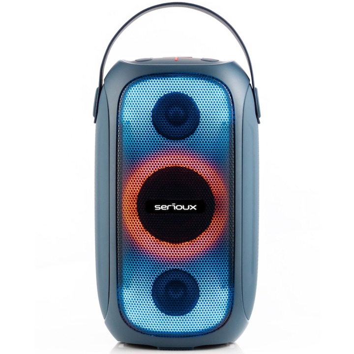 Boxa portabila Serioux PartyBoom 55W, Bluetooth, RGB, IPX5, functie TWS, Extra Bass