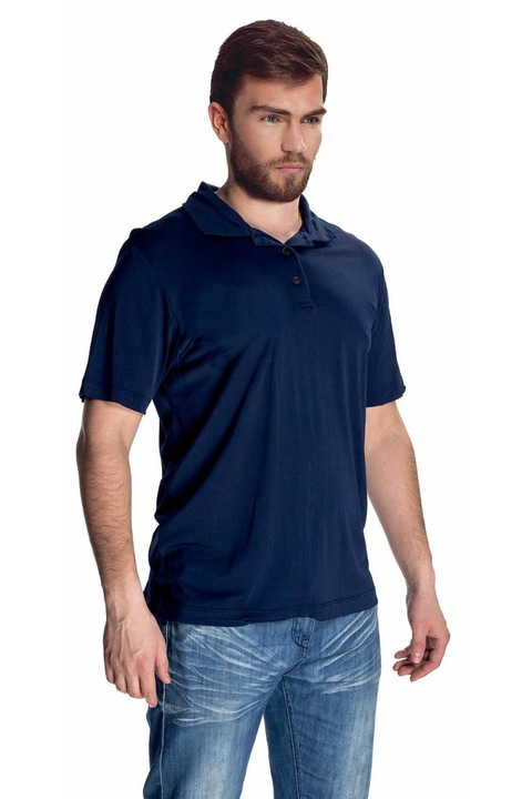 Tricou polo barbati, James Bradley, Viscoza/Matase, Bleumarin, XL