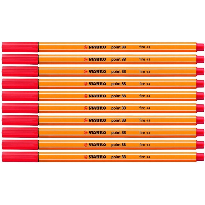 Set 10 Pixuri, Stabilo, Fineliner, Rosu