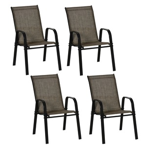 Set 4 scaune gradina, Outsunny, Metal, Maro