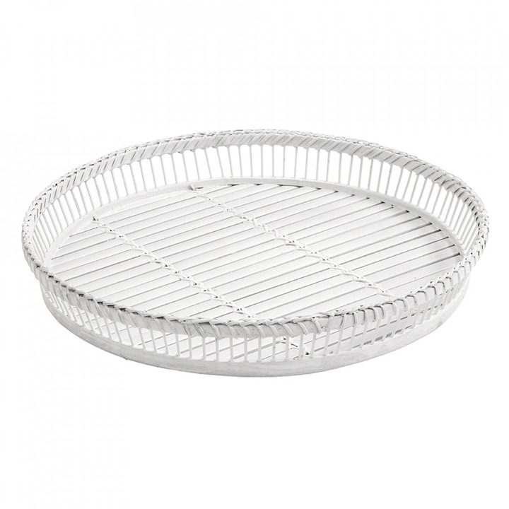 Tava rotunda alba din bambus 37 cm Del Nordal