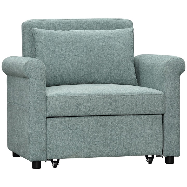 Fotoliu reglabil in 4 pozitii, Homcom, 96x84.5x87.5 cm, Verde