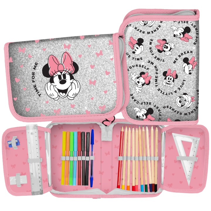 Felszerelt gyerek tolltartó, Paso, PVC, Minnie Mouse, Multicolor