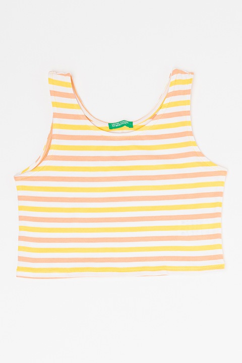 United Colors of Benetton, Раиран топ и къс панталон, Жълт, Розов, 130 CM