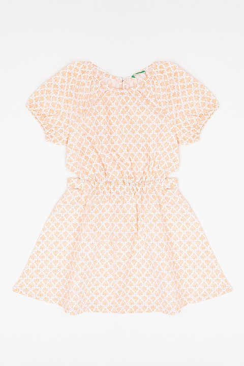 United Colors of Benetton, Virágos ruha kivágásokkal az oldalán, Fehér/Narancssárga