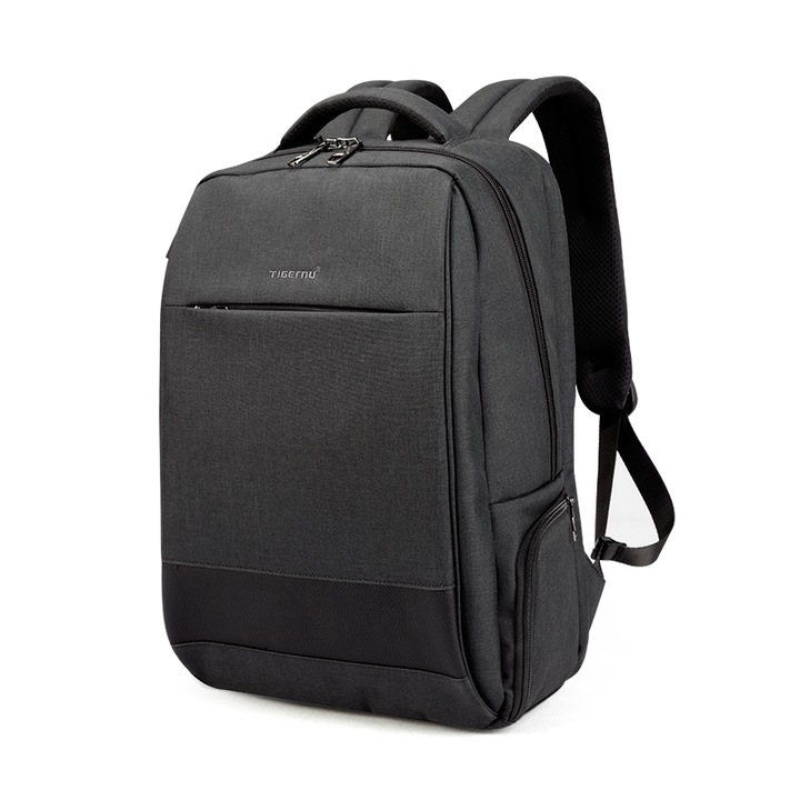 Rucsac laptop 15.6" smart casual, impermeabil, cu port USB si buzunar antifurt, Tigernu, 45x31x19 cm, Negru