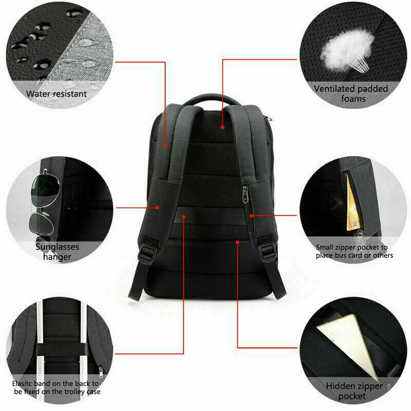 Rucsac laptop 15.6" smart casual, impermeabil, cu port USB si buzunar antifurt, Tigernu, 45x31x19 cm, Negru