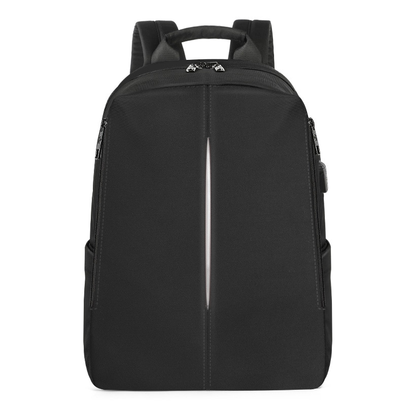 Rucsac 15.6 " sport casual, impermeabil, cu buzunar antifurt, port USB si orificiu pentru cabluri audio, Tigernu, 30x15x43 cm, Negru
