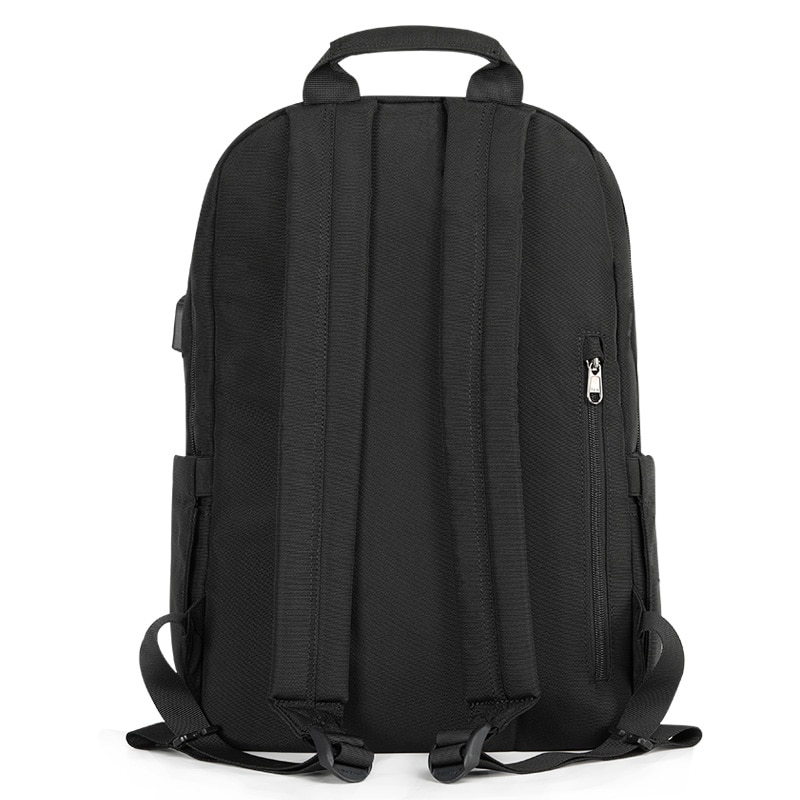 Rucsac 15.6 " sport casual, impermeabil, cu buzunar antifurt, port USB si orificiu pentru cabluri audio, Tigernu, 30x15x43 cm, Negru