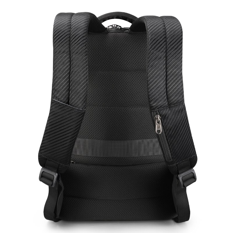 Rucsac laptop 15.6" business casual aspect carbon, impermeabil, cu port USB si cifru antifurt, Tigernu, 45x30x15 cm, Negru
