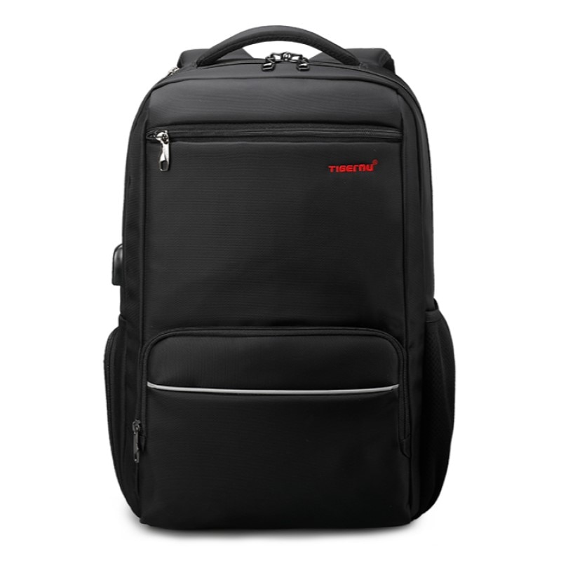 Rucsac laptop 15.6" smart casual, impermeabil, cu port USB, Tigernu, 47x30x18 cm, Negru