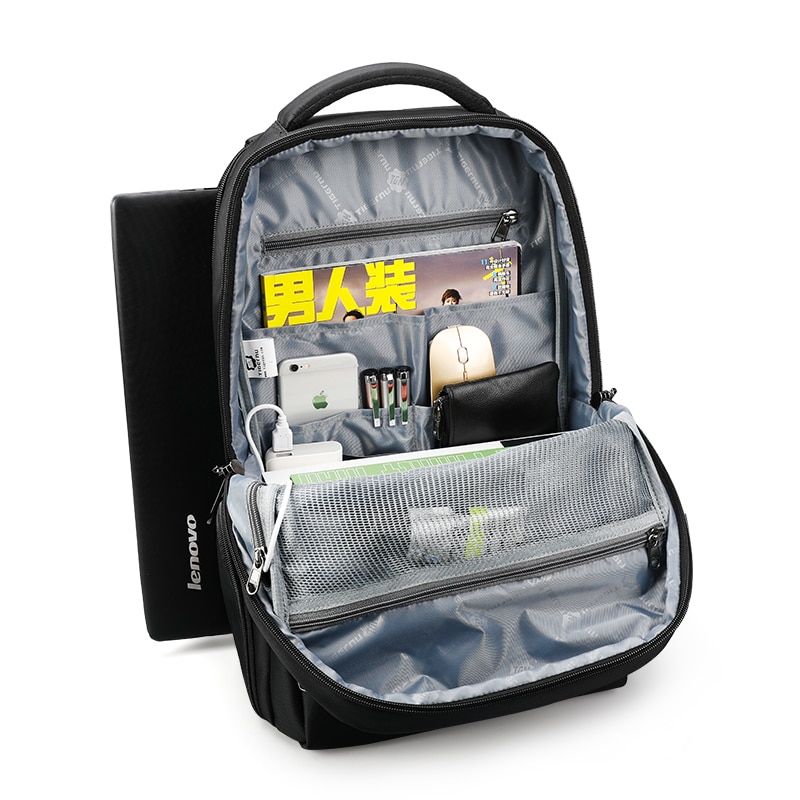 Rucsac laptop 15.6" smart casual, impermeabil, cu port USB, Tigernu, 47x30x18 cm, Negru