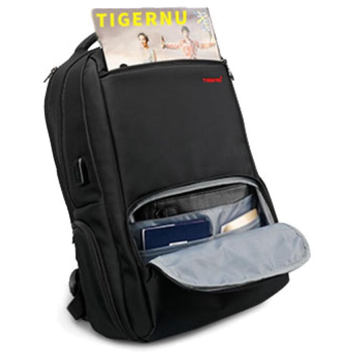 Rucsac laptop 15.6" smart casual, impermeabil, cu port USB, Tigernu, 47x30x18 cm, Negru