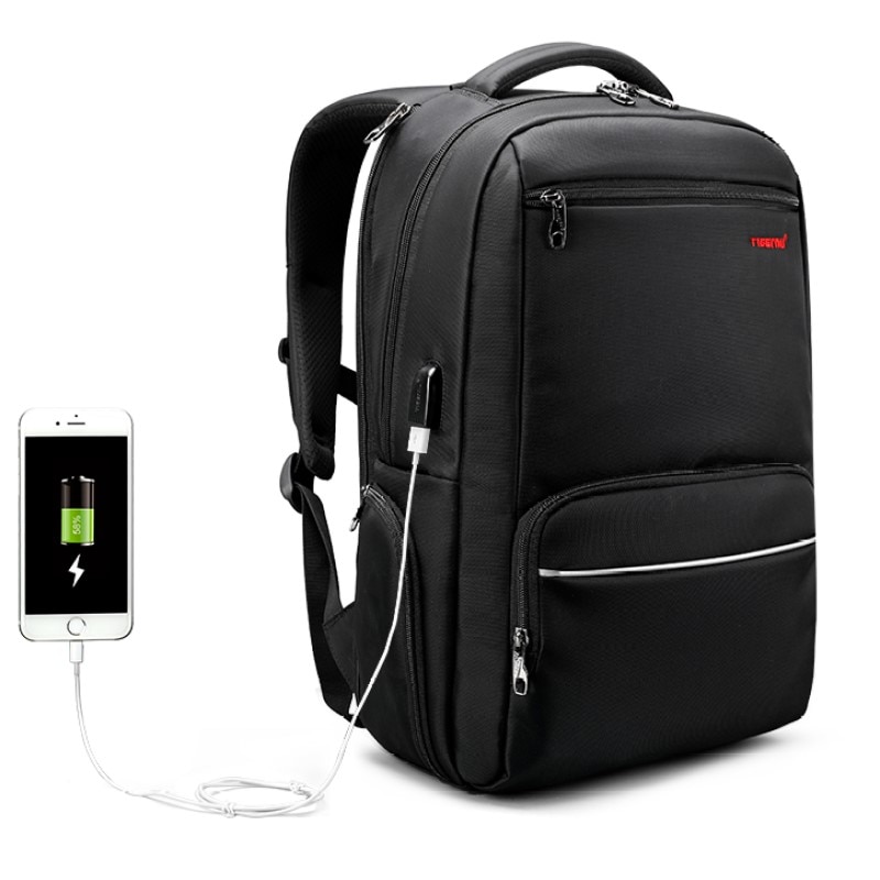 Rucsac laptop 15.6" smart casual, impermeabil, cu port USB, Tigernu, 47x30x18 cm, Negru