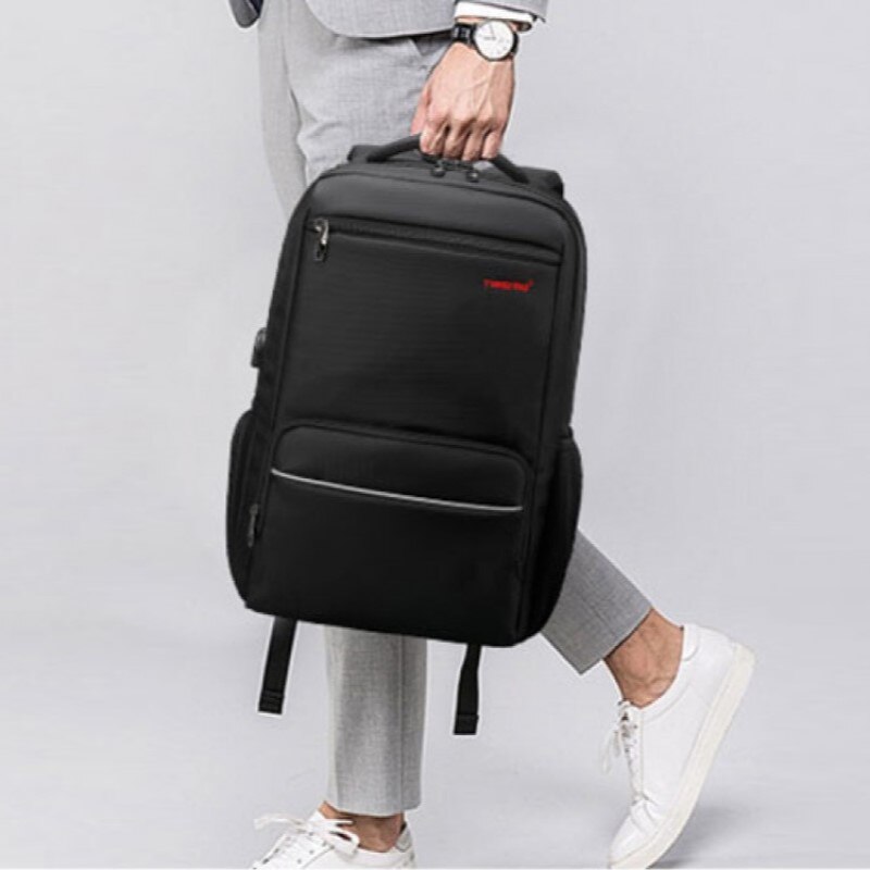 Rucsac laptop 15.6" smart casual, impermeabil, cu port USB, Tigernu, 47x30x18 cm, Negru