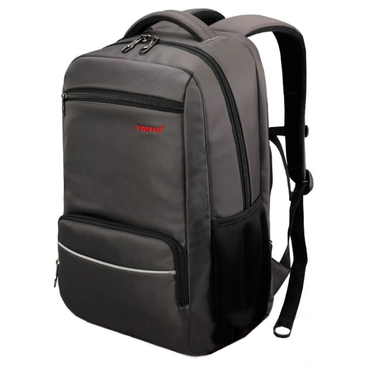 Rucsac laptop 15.6" smart casual, impermeabil, cu port USB, Tigernu, 47x30x18 cm, Cafeniu