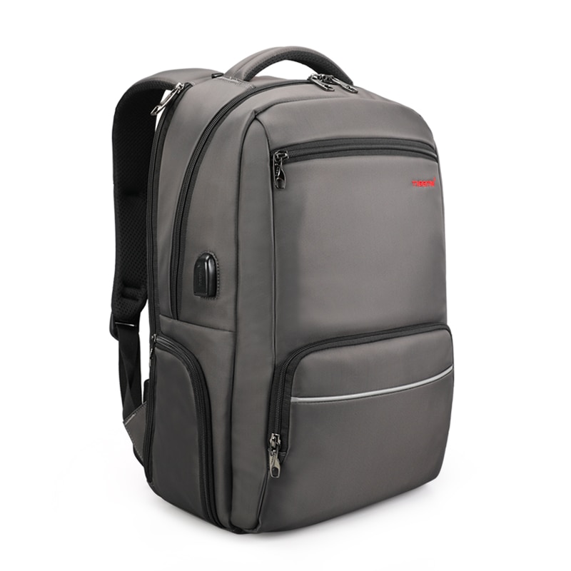 Rucsac laptop 15.6" smart casual, impermeabil, cu port USB, Tigernu, 47x30x18 cm, Cafeniu