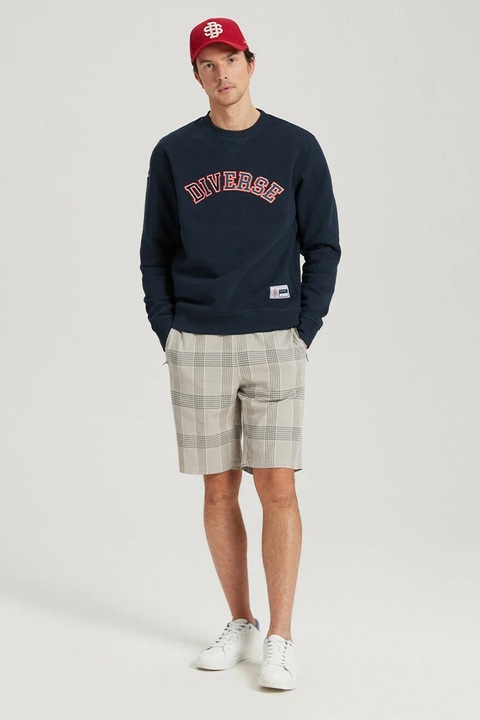 DIVERSE, Kerek nyakú mintás pulóver, Tengerészkék