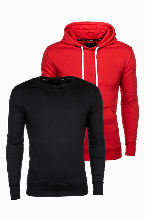 OMBRE, Set de hanorac si bluza sport - 2 piese, Rosu/Negru, 2XL