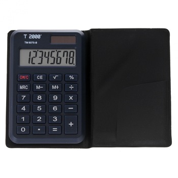 Calculator de buzunar, 8 digits, cu etui, TM6075 Calculator de buzunar, 8 digits, cu etui, TM6075