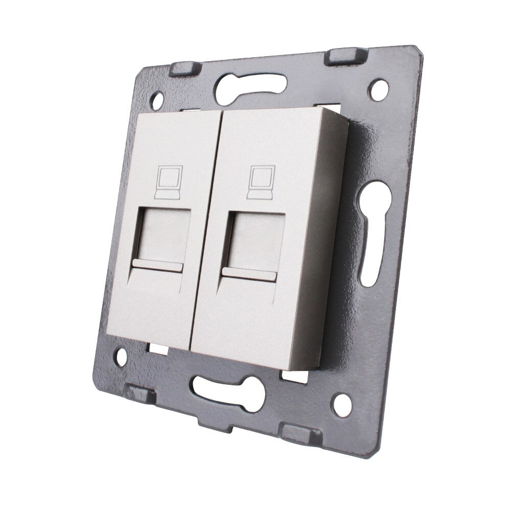 Priza dubla internet Livolo, Argintiu