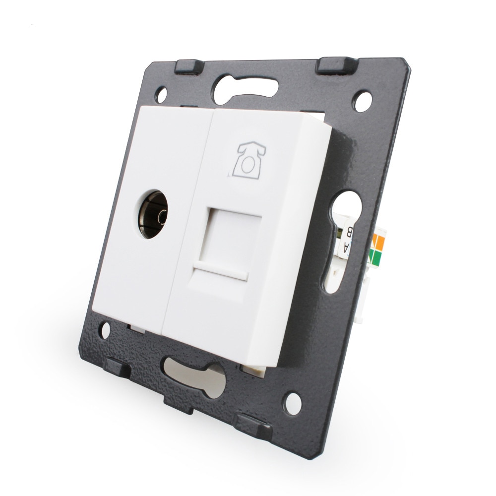 Priza dubla TV + telefon Livolo, Alb